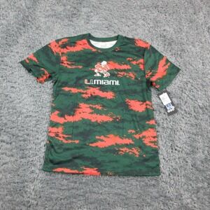 Miami Hurricanes Shirt Boys Large Green NCAA Football GEN2 Camo Tee NWT